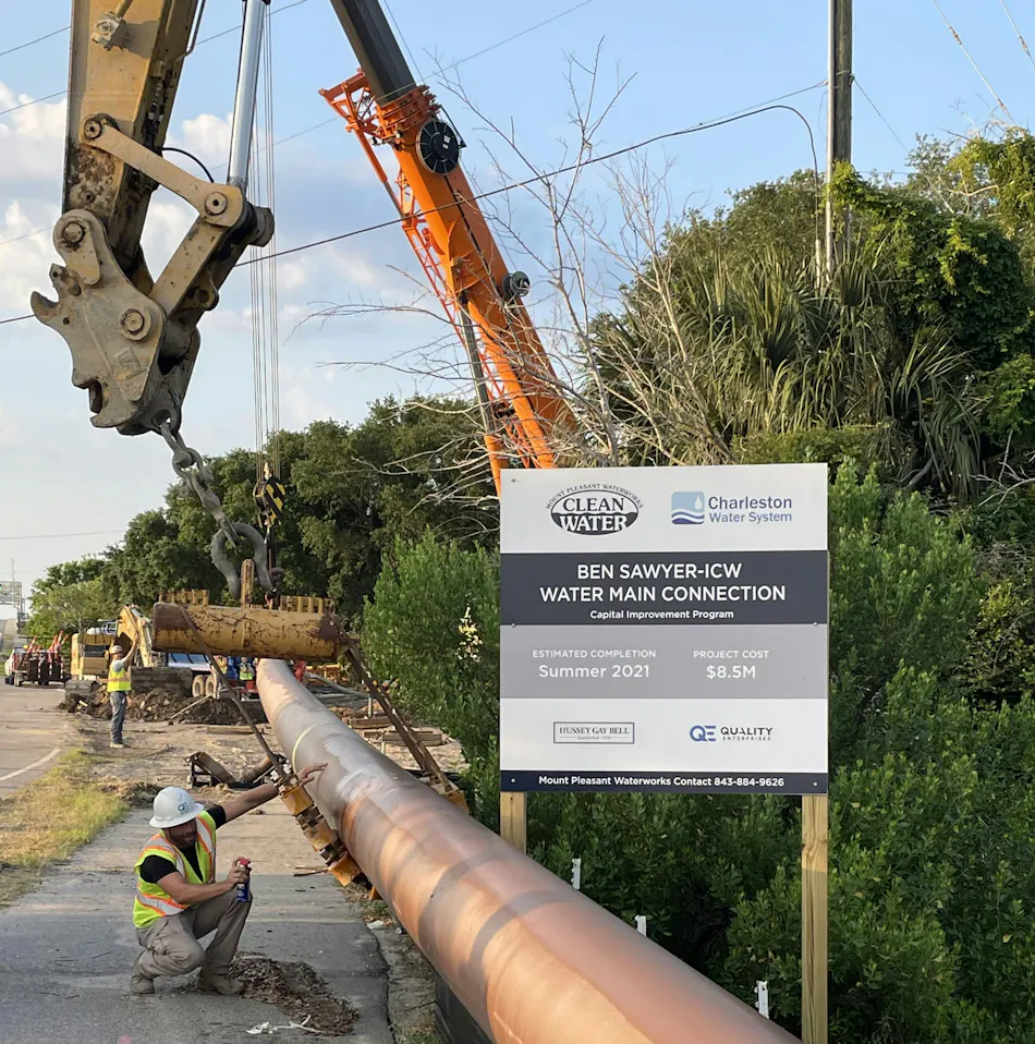 Water Main Laying Process New water main installation under wetland | WaterWorld