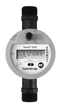 An image of a Kamstrup flowIQ 2200 meter, like the St. Lucie West Services District deployed. Courtesy of Kamstrup. An image of a Kamstrup flowIQ 2200 meter, like the St. Lucie West Services District deployed. Courtesy of Kamstrup.