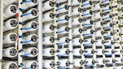 Reverse osmosis membranes used in a desalination plant. Reverse osmosis membranes used in a desalination plant.