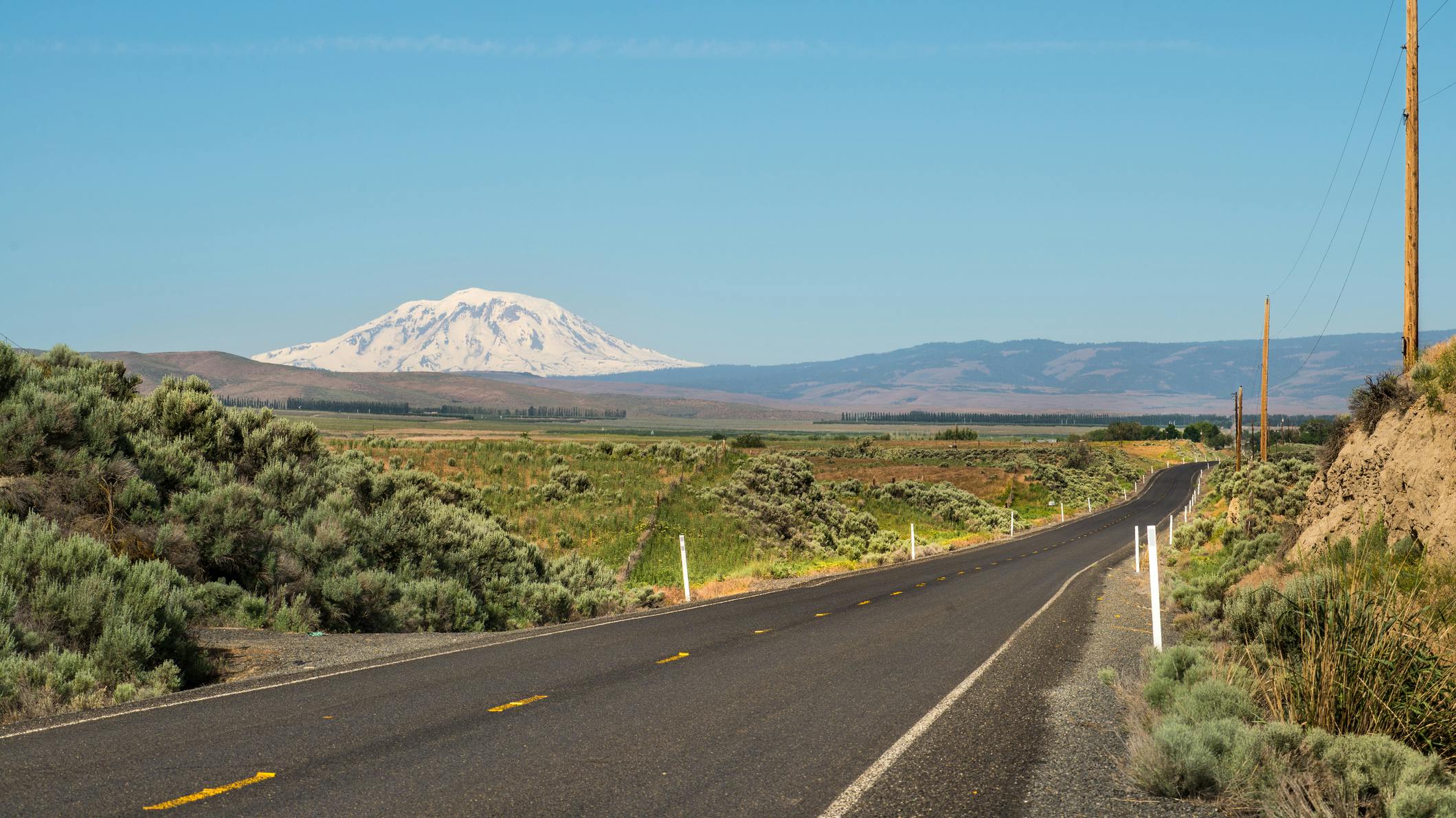 Mt Adams on the Yakima Indian Reservation old pump house road lower Yakima Valley Washington State.
