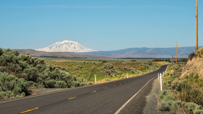 Mt Adams on the Yakima Indian Reservation old pump house road lower Yakima Valley Washington State.