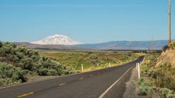 Mt Adams on the Yakima Indian Reservation old pump house road lower Yakima Valley Washington State. Mt Adams on the Yakima Indian Reservation old pump house road lower Yakima Valley Washington State.