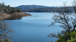 Fishing boat on Lake Oroville, California Fishing boat on Lake Oroville, California