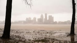 Historic Storm Flooding Ohio River Overflowing Louisville Kentucky. Historic Storm Flooding Ohio River Overflowing Louisville Kentucky.