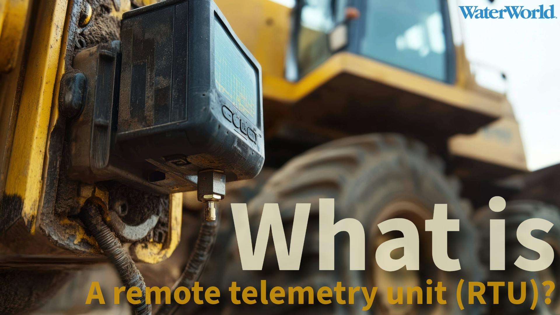 Electronic control unit showing data on a construction site with heavy machinery working.