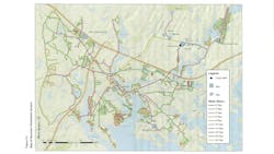 Figure 1: System schematic of the distribution system. Seawood Springs wells: 6, 7, and 8. Maple Springs wells: 1, 2, 3, 4, and 9 (not shown). Figure 1: System schematic of the distribution system. Seawood Springs wells: 6, 7, and 8. Maple Springs wells: 1, 2, 3, 4, and 9 (not shown).