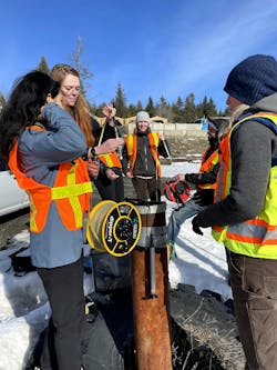 College of the Rockies students taking level measurement. College of the Rockies students taking level measurement.