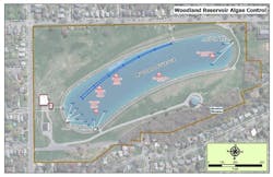 Figure 3. Overview of Woodland Reservoir and the Locations of Algae Control Assets Figure 3. Overview of Woodland Reservoir and the Locations of Algae Control Assets