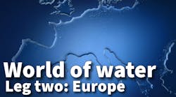 Europe map made with water over a blue background Europe map made with water over a blue background