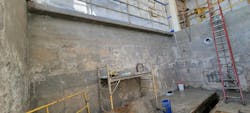 Figure 3: Crews used vertical mortars and cementitious materials to repair damaged areas and restore the original substrate profile. Figure 3: Crews used vertical mortars and cementitious materials to repair damaged areas and restore the original substrate profile.