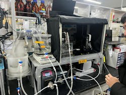 Dr. Jeong demonstrating one of the membranes used in his research. Dr. Jeong demonstrating one of the membranes used in his research.