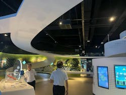 Inside the futuristic showroom of Singapore’s Sustainability Gallery, meant to educate the public on the efforts of the nation to meet its growing water and natural resource needs. Inside the futuristic showroom of Singapore’s Sustainability Gallery, meant to educate the public on the efforts of the nation to meet its growing water and natural resource needs.