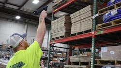 An LB Water employee tests inventory accuracy with a long-range handheld RF computer. With their new WMS, LB Water’s physical inventories are now completed in hours vs. days. An LB Water employee tests inventory accuracy with a long-range handheld RF computer. With their new WMS, LB Water’s physical inventories are now completed in hours vs. days.