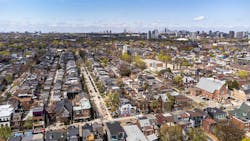 Aerial view of Little Italy neighborhood in Toronto. Aerial view of Little Italy neighborhood in Toronto.