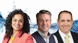 Carollo Engineers announced the hiring of Chitra Foster (left) as design-build technical practice director and the elevation of Nathan Zaugg (right) to private sector group director and Shawn Corrigan (middle) to resilience and sustainability technical practice director. Photo credit: Carollo Engineers Carollo Engineers announced the hiring of Chitra Foster (left) as design-build technical practice director and the elevation of Nathan Zaugg (right) to private sector group director and Shawn Corrigan (middle) to resilience and sustainability technical practice director. Photo credit: Carollo Engineers