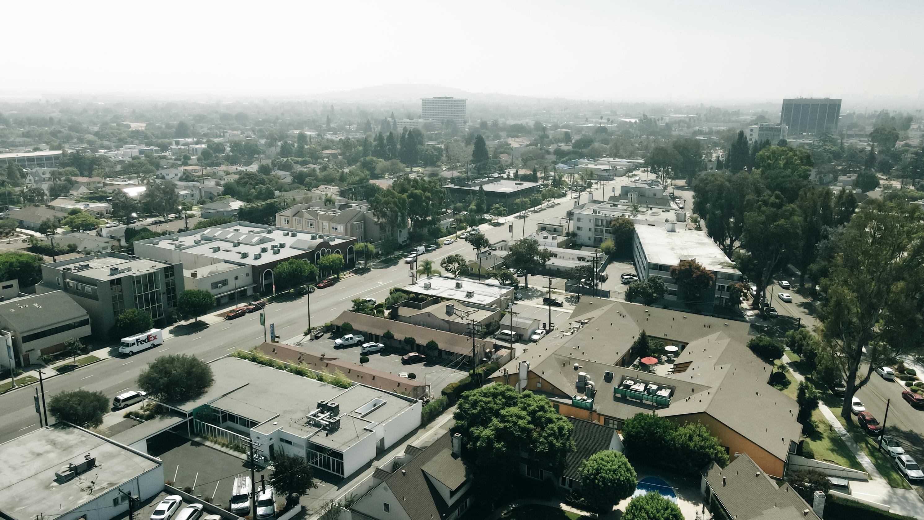 Aerial view of the city of Rowland Heights, California