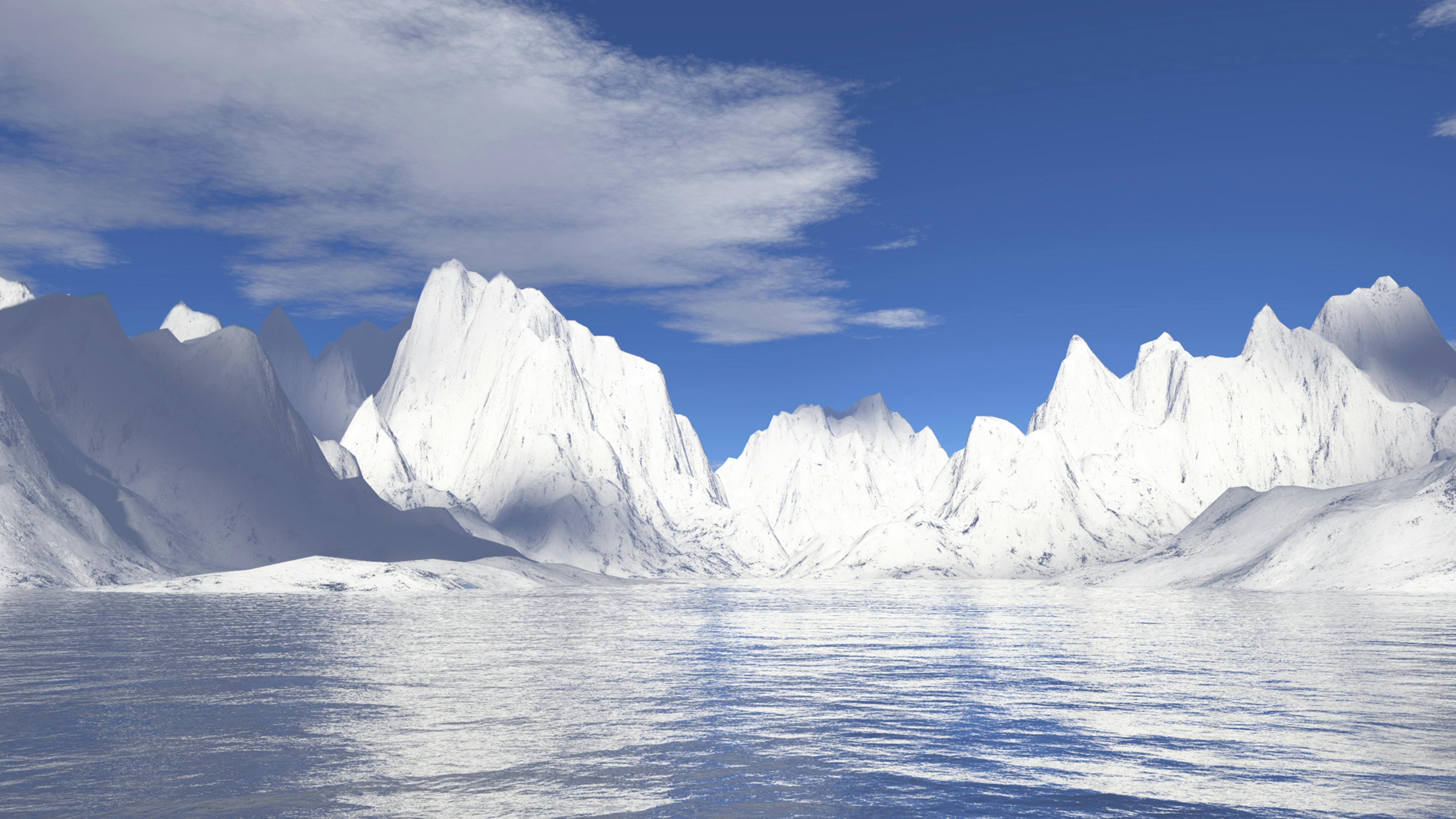 Glaciers with water reflection
