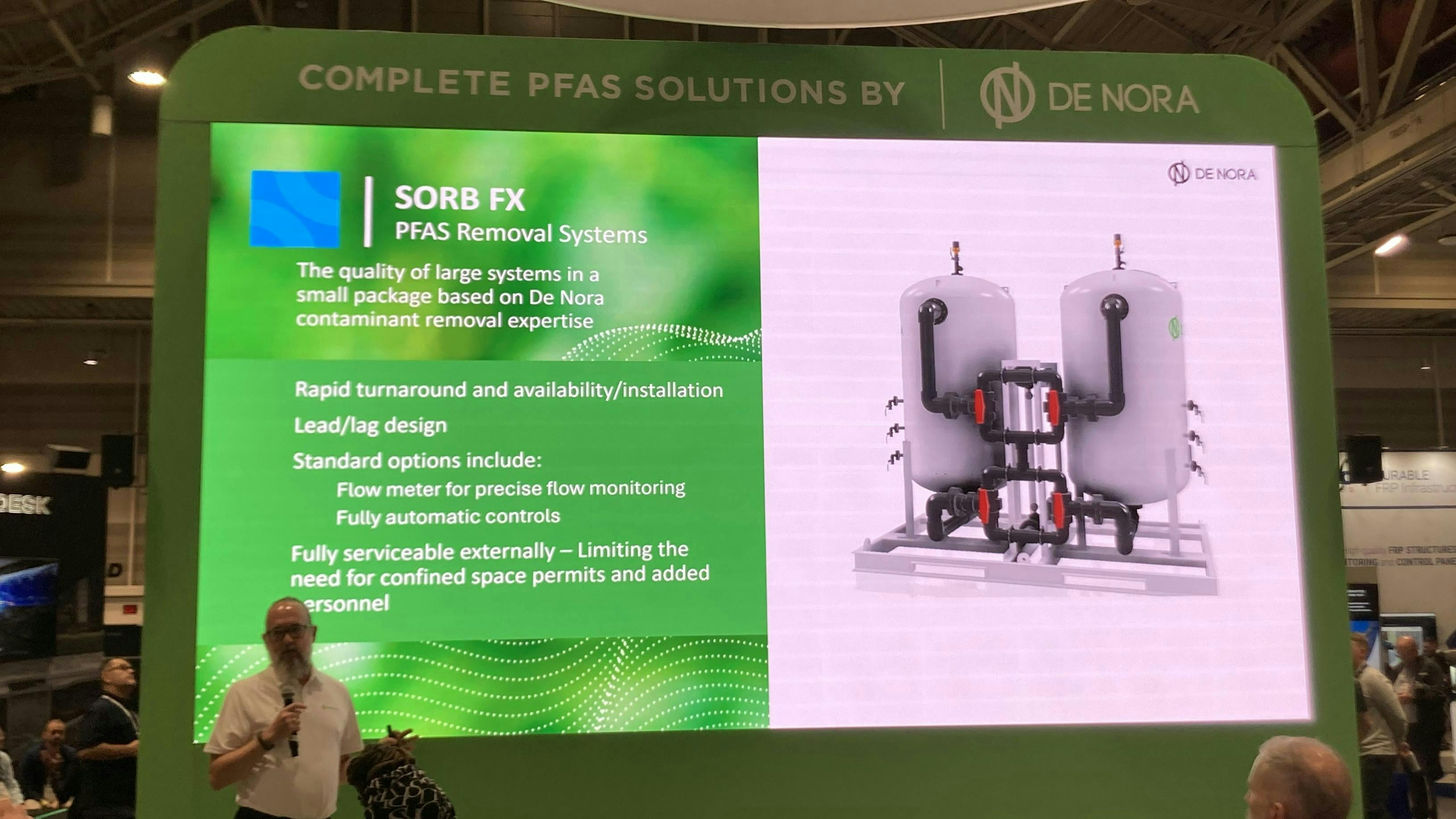 The De Nora Sorb FX PFAS removal system showcased at WEFTEC 2024.