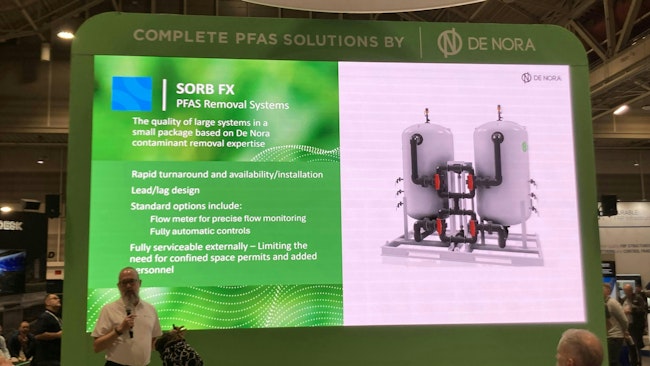The De Nora Sorb FX PFAS removal system showcased at WEFTEC 2024.