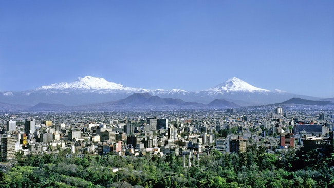 Aerial view of Mexico City on a clear day without contamination