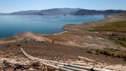Figure 10: Pipes from an abandoned water intake tower are shown at Lake Mead (Arizona, USA) on June 12, 2021 (source: Ethan Miller/Getty Images) Figure 10: Pipes from an abandoned water intake tower are shown at Lake Mead (Arizona, USA) on June 12, 2021 (source: Ethan Miller/Getty Images)
