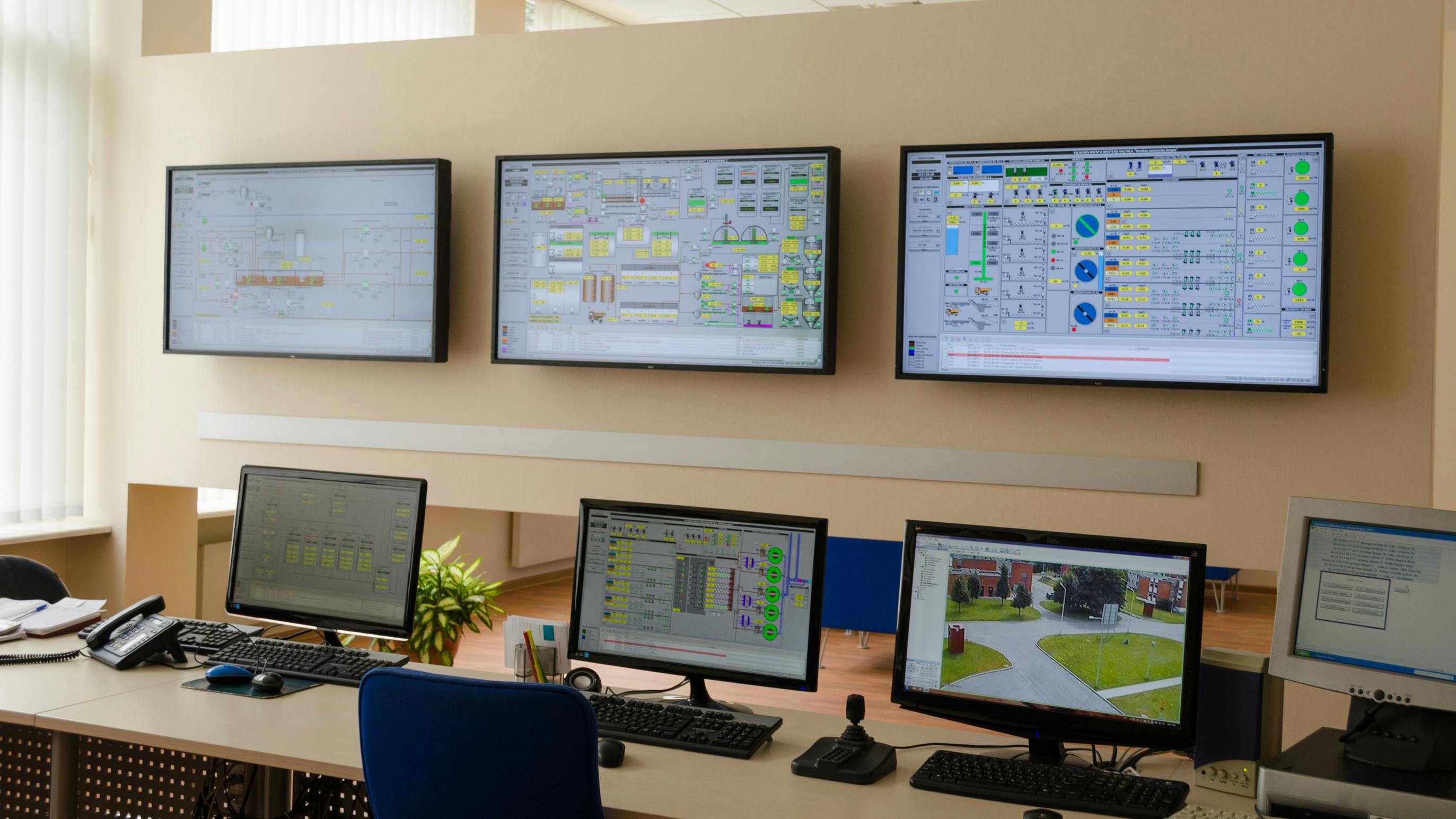 Water treatment facility plant factory control room