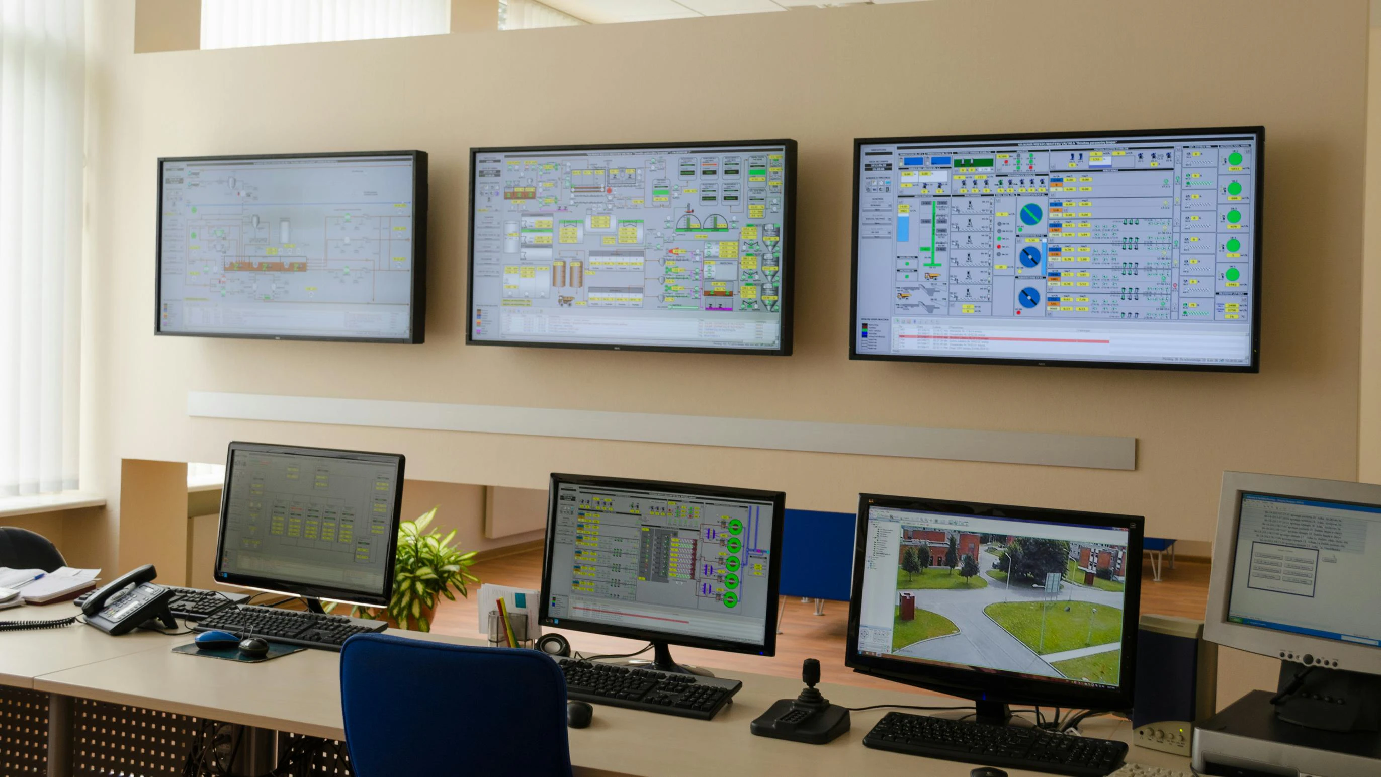 Water treatment facility plant factory control room