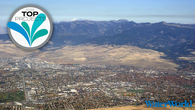 Aerial view of the city of Missoula in Western Montana