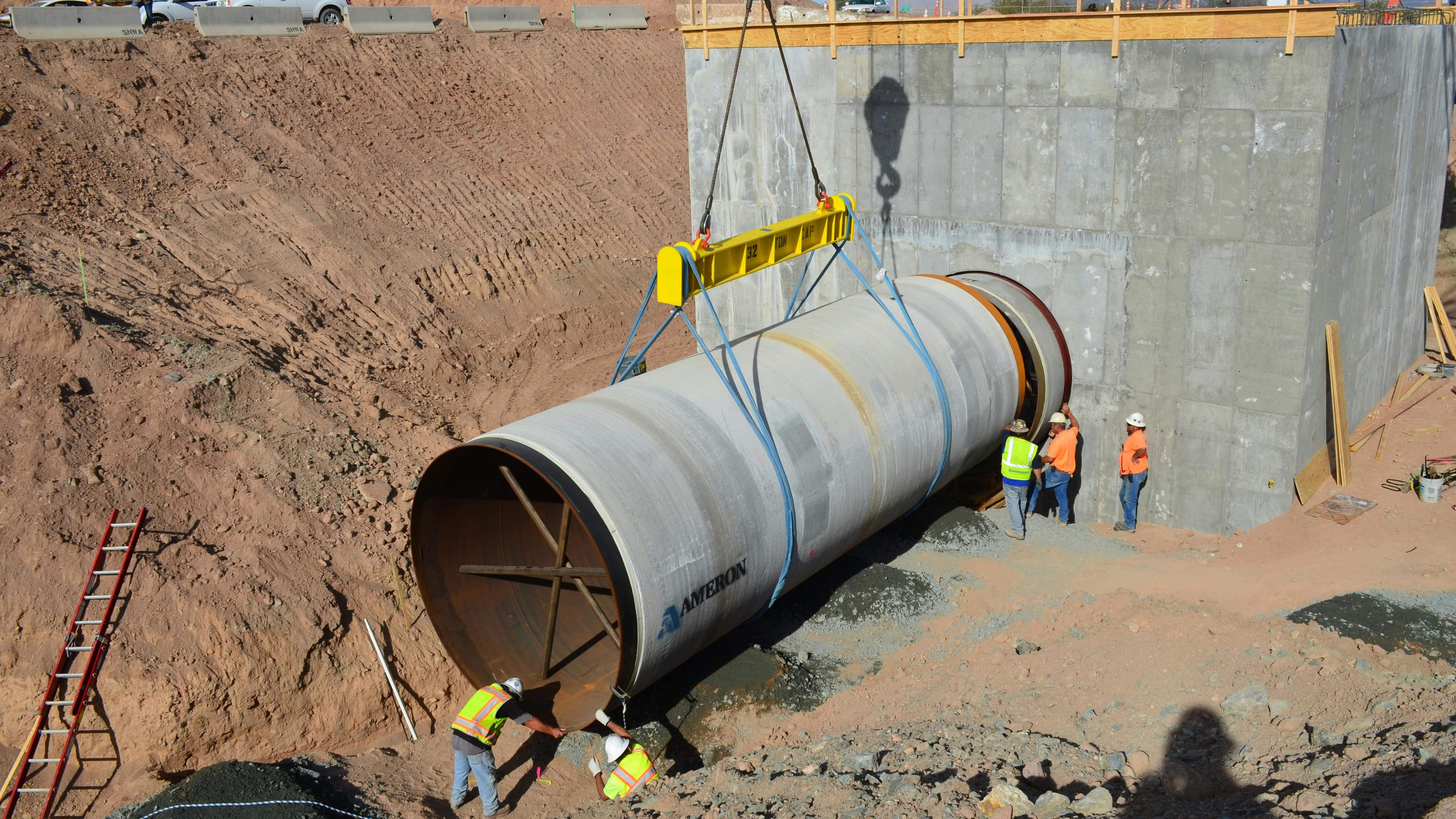 108-inch butterfly valve outlet vault and piping from Low Lake Level Pumping Station.