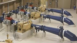 SNWA Gowan Pumping Station - 4x450 hp pumps. 9 MGD pumping capacity to serve City of North Las Vegas. SNWA Gowan Pumping Station - 4x450 hp pumps. 9 MGD pumping capacity to serve City of North Las Vegas.