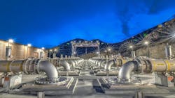 Low Lake Level Pumping Station: 34 submersible pumping units 30 MGD each - total pumping capacity 1,020 MGD. Supplies raw water to SNWA's two water treatment facilities. Low Lake Level Pumping Station: 34 submersible pumping units 30 MGD each - total pumping capacity 1,020 MGD. Supplies raw water to SNWA's two water treatment facilities.