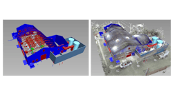 3D Point Scan (left); and 3D CAD Model Created from the Scan (right) (Photo credit: Brown and Caldwell). 3D Point Scan (left); and 3D CAD Model Created from the Scan (right) (Photo credit: Brown and Caldwell).