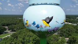 Figure 6: The glossy coating will ensure the color on the birds, insects and plant life remain vibrant over the life of the tower’s coating system (Photo credit: Courtesy of Paul Britt, New Jersey Water Association). Figure 6: The glossy coating will ensure the color on the birds, insects and plant life remain vibrant over the life of the tower’s coating system (Photo credit: Courtesy of Paul Britt, New Jersey Water Association).