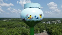 Figure 7: Little Egg Harbor MUA’s attention to detail included ensuring the dramatic mural scenery would be visible from key vantage points throughout the area (Photo credit: Courtesy of Paul Britt, New Jersey Water Association). Figure 7: Little Egg Harbor MUA’s attention to detail included ensuring the dramatic mural scenery would be visible from key vantage points throughout the area (Photo credit: Courtesy of Paul Britt, New Jersey Water Association).