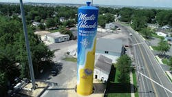 Figure 8b: Additional water tanks Little Egg Harbor MUA restored recently using coatings from Sherwin-Williams Protective & Marine feature unique designs, including (top to bottom): the nature-inspired Holly Lake Harbor standpipe; the beachy Mystic Islands standpipe; and the Pinelands Regional School District’s Wildcat Pride tower (Photo credit: Courtesy of Paul Britt, New Jersey Water Association). Figure 8b: Additional water tanks Little Egg Harbor MUA restored recently using coatings from Sherwin-Williams Protective & Marine feature unique designs, including (top to bottom): the nature-inspired Holly Lake Harbor standpipe; the beachy Mystic Islands standpipe; and the Pinelands Regional School District’s Wildcat Pride tower (Photo credit: Courtesy of Paul Britt, New Jersey Water Association).