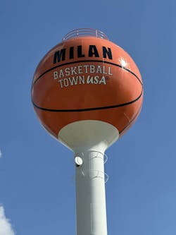 Figure 2: Designed for durability and impact, the 150,000-gallon tank features a three-coat exterior system – a zinc-rich primer, polyurethane mid-layer and high-fluoropolymer finish – built to protect against sun, weather and time. Photo courtesy of Fleis & VandenBrink Figure 2: Designed for durability and impact, the 150,000-gallon tank features a three-coat exterior system – a zinc-rich primer, polyurethane mid-layer and high-fluoropolymer finish – built to protect against sun, weather and time. Photo courtesy of Fleis & VandenBrink