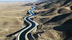 Aerial view of water carrying aqueduct in outer Los Angeles, California. Aerial view of water carrying aqueduct in outer Los Angeles, California.