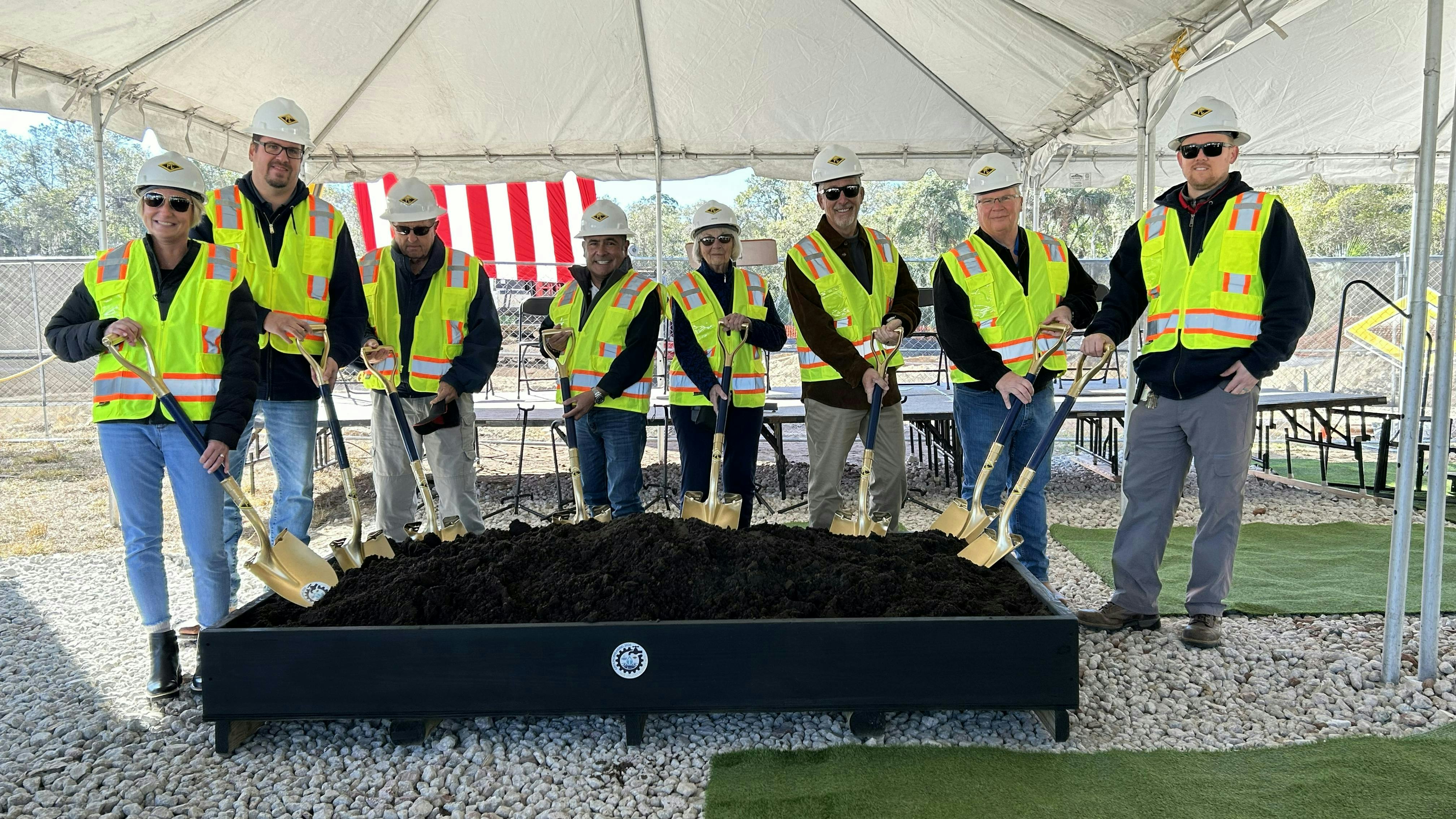 Left to right: Water Resources Director Dana Hale, Project Engineer Darren Phegley, NSBU Commission Asst. Treasurer-Secretary James Smith, NSBU General Manager/CEO Efren Chavez, NSBU Commission Treasurer-Secretary Lillian Conrad, NSBU Commissioner Jeffrey Devine, NSBU Vice Chairman Larry Kelly, and Water Plant Manager Mike Cardell (Photo credit: NSBU).