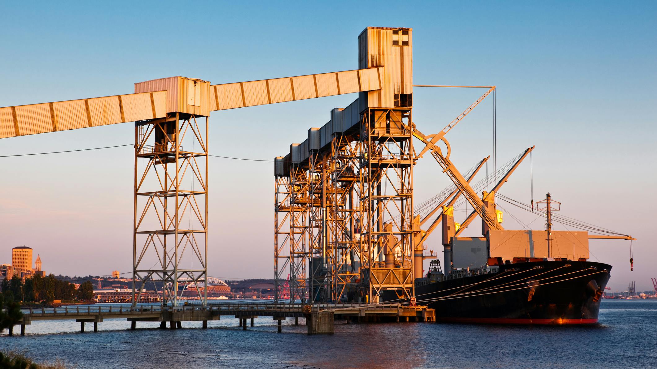 shipping port with a ship loading