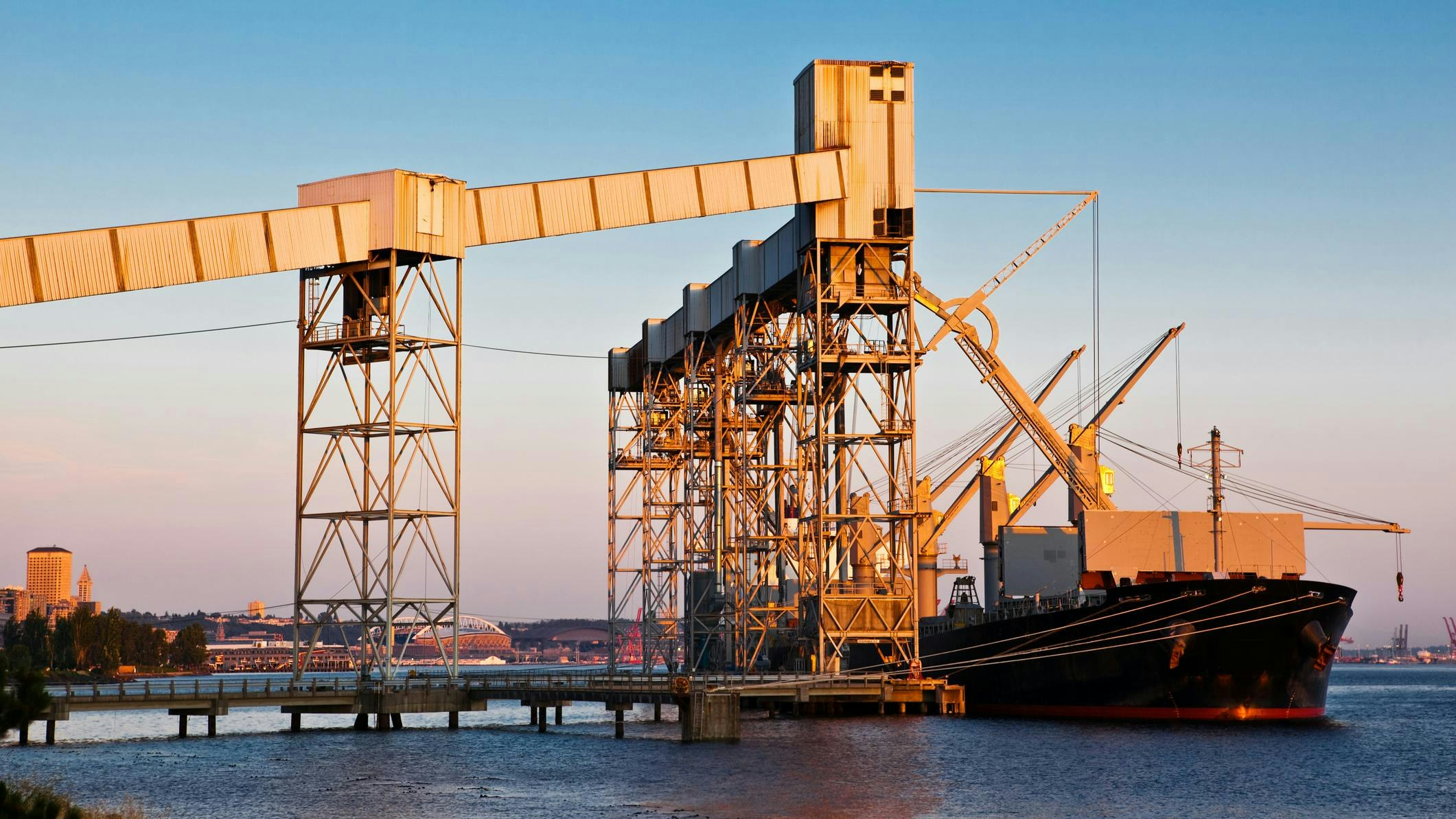 shipping port with a ship loading