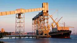 shipping port with a ship loading shipping port with a ship loading