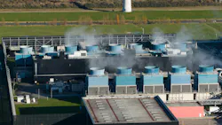Large-scale cooling systems and massive infrastructure at a hyperscale data center