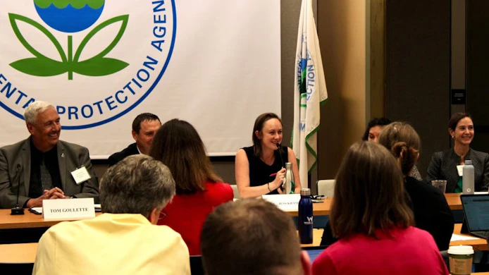 EPA Assistant Administrator for Water Jess Kramer at an EPA roundtable on water infrastructure programs (Photo credit: EPA).