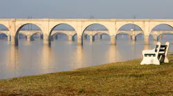 Susquehanna river and historic bridges in Harrisburg, Pennsylvania
